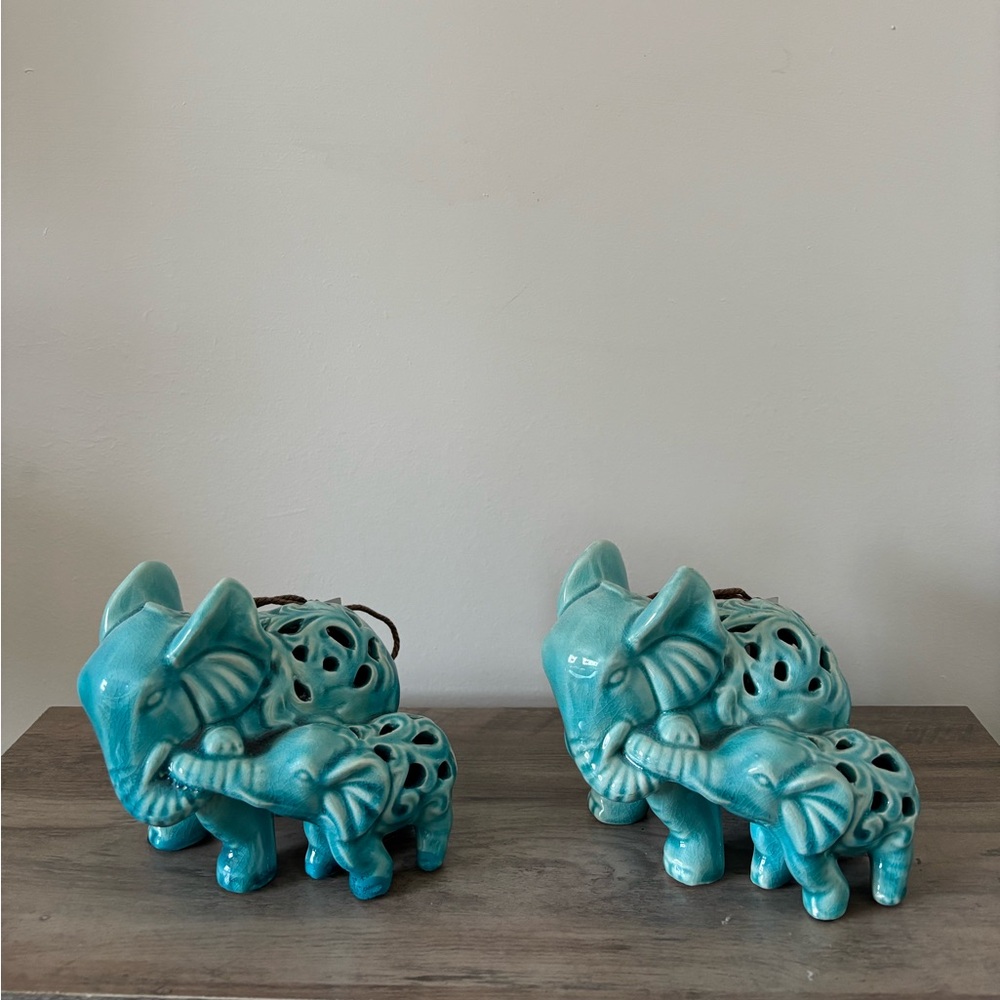 Turquoise Elephant Figurines - Picture 4 of 4